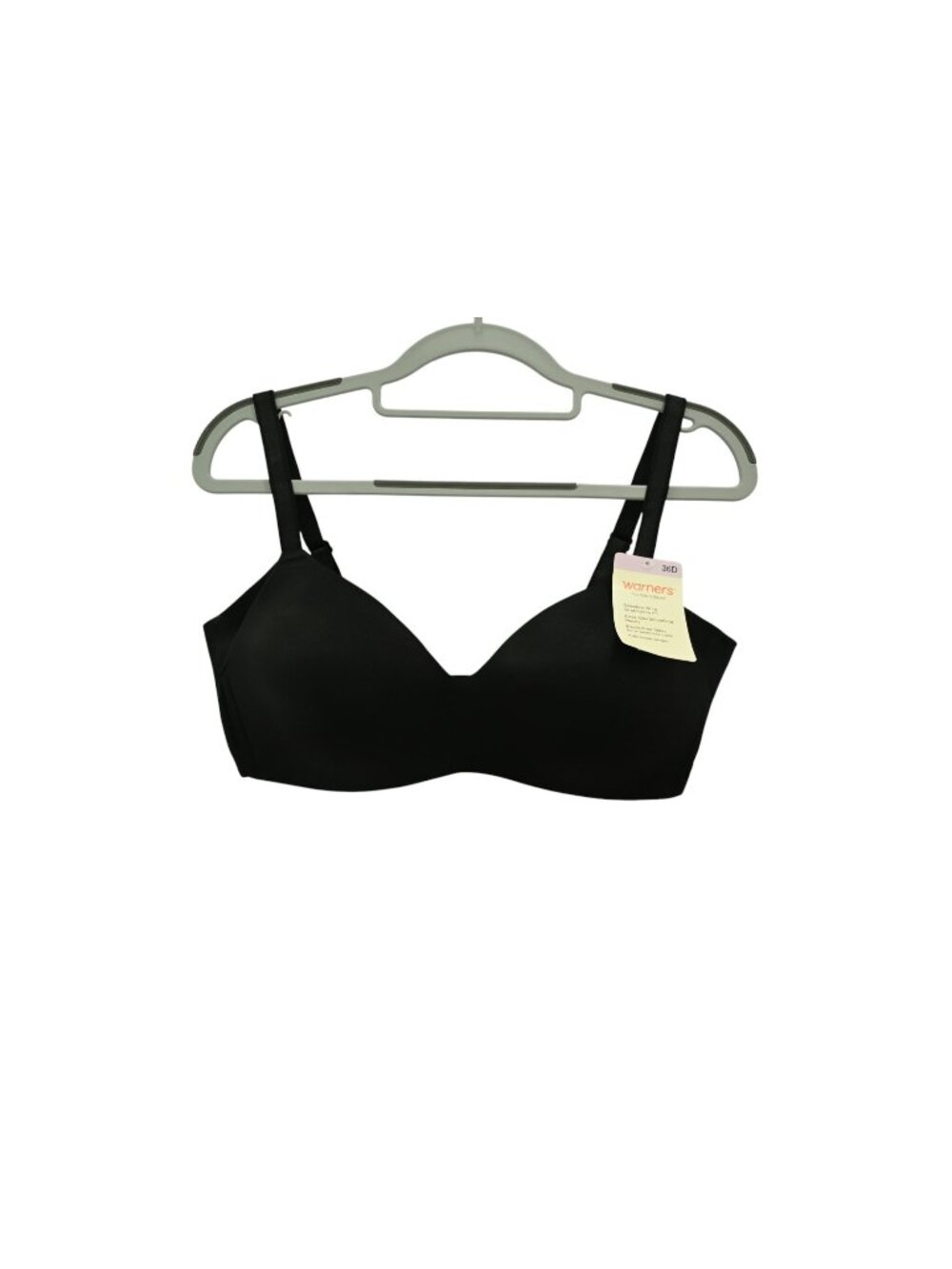 NWT Warners No Side Effects Lightly Lined Wireless Bra 36D Black Comfort RM3061A